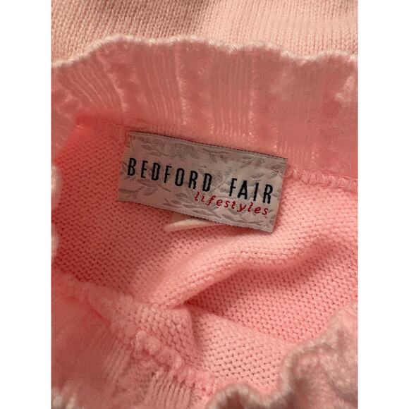 VINTAGE BEDFORD FAIR Sweater | Soft Pink Cozy Crewneck Mock Turkleneck  | MEDIUM - Picture 5 of 6